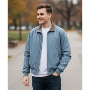 Cherokee Brand Jacket Men's Large Full Zip Jacket Fleece Lining 3 Pockets Blue‎